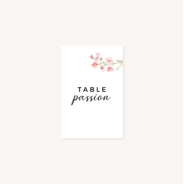 Carton nom de table mariage fleurs jardin anglais