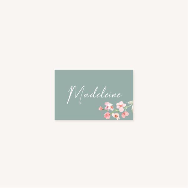 Marque-place nom mariage fleurs jardin anglais