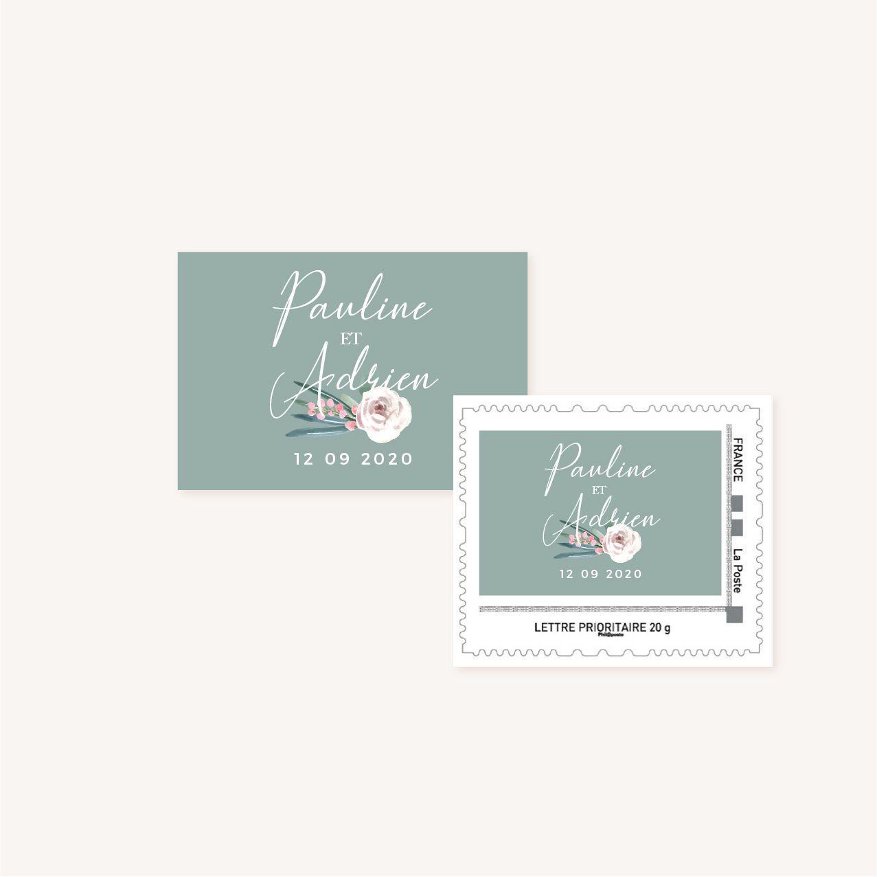 Timbre personnalisé mariage floral fleurs jardin anglais