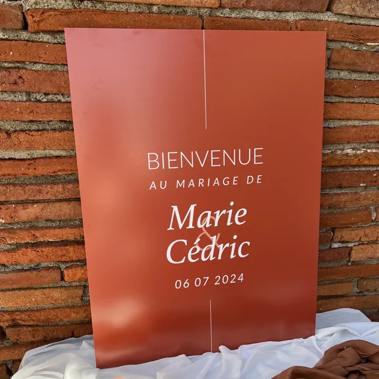 panneau bienvenue accueil mariage terracotta