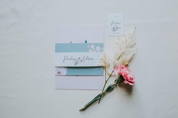 Faire-part mariage floral fleurs pastel jardin anglais