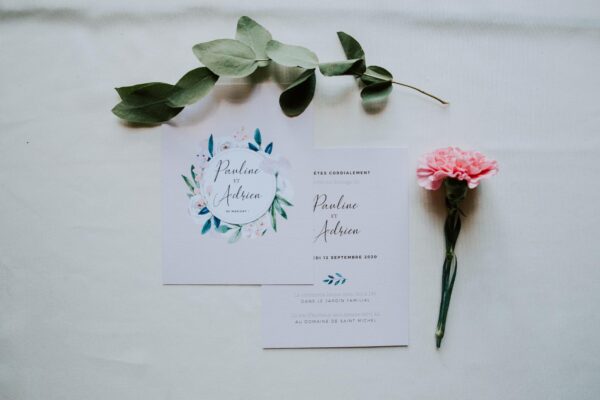 Faire-part mariage floral fleurs pastel jardin anglais