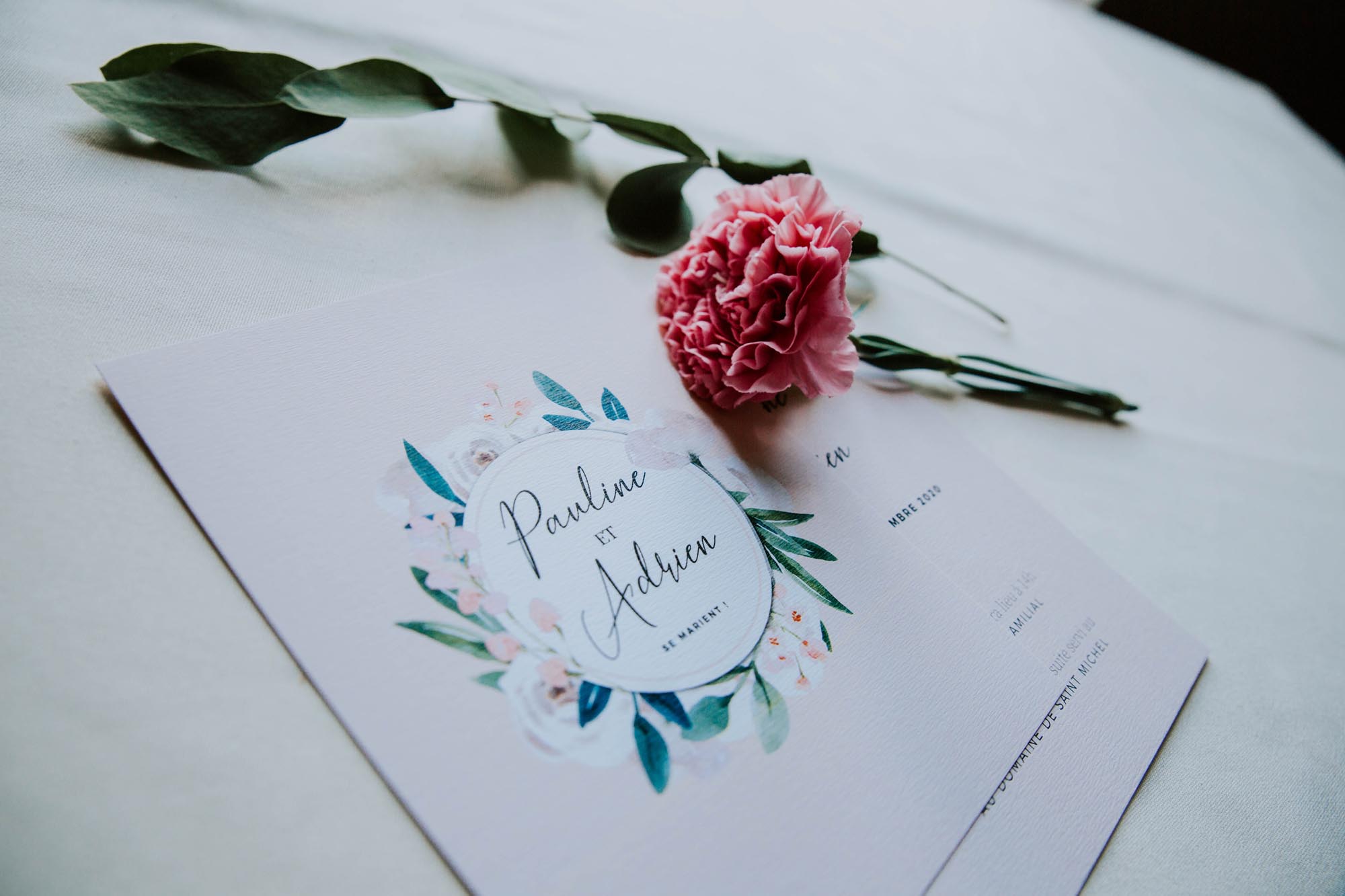 Faire-part mariage floral fleurs pastel jardin anglais