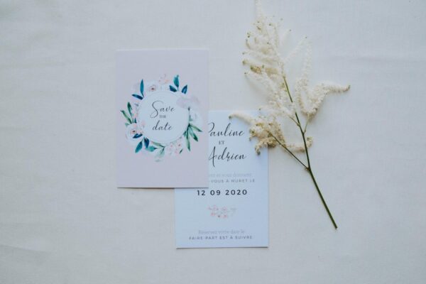 Faire-part mariage floral fleurs pastel jardin anglais