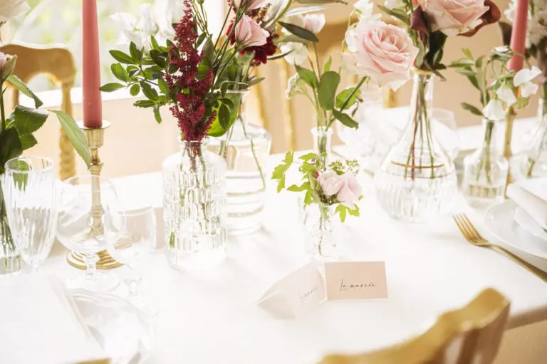 Faire-part mariage romantique moderne rose rouge bordeaux