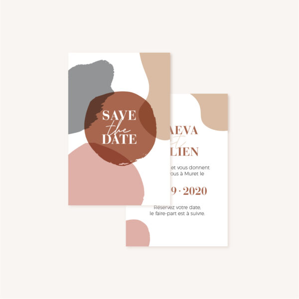 Save the date mariage abstrait boho sahara couleur sable terracotta beige désert