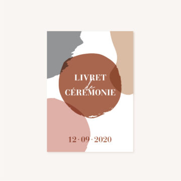 Livret de cérémonie mariage abstrait boho sahara couleur sable terracotta beige désert