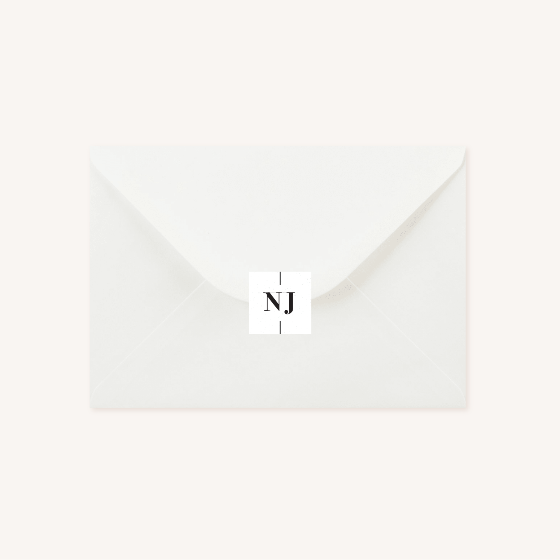 Étiquette adhésive enveloppe blanche mariage papeterie épuré noir blanc neutre unisexe élégant