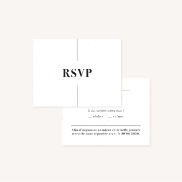 RSVP mariage faire-part papeterie épuré noir blanc neutre unisexe élégant