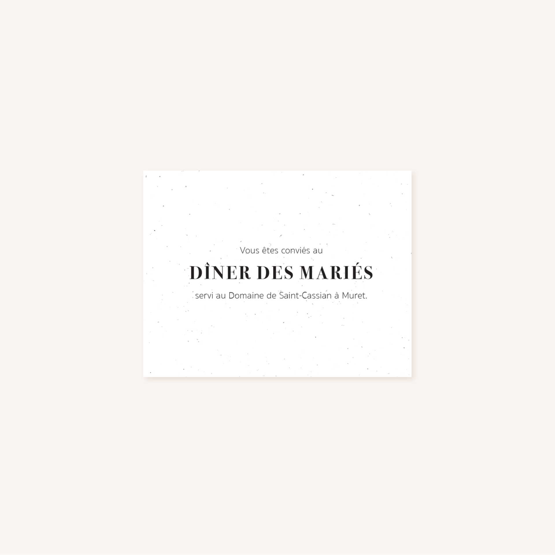 Dîner mariage faire-part papeterie épuré noir blanc neutre unisexe élégant