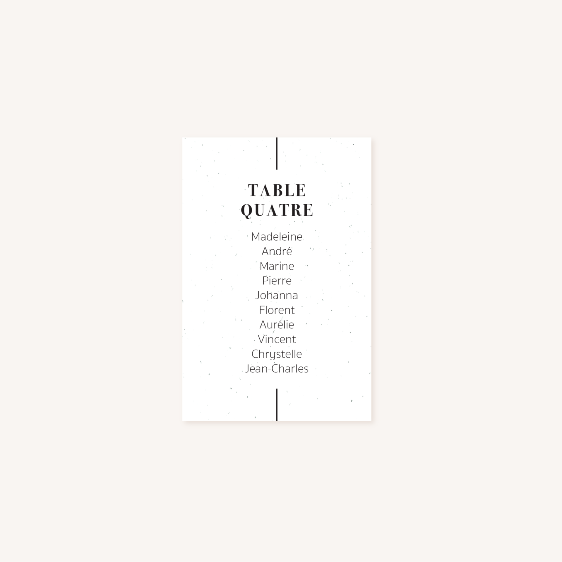 Plan de table mariage faire-part papeterie épuré noir blanc neutre unisexe élégant