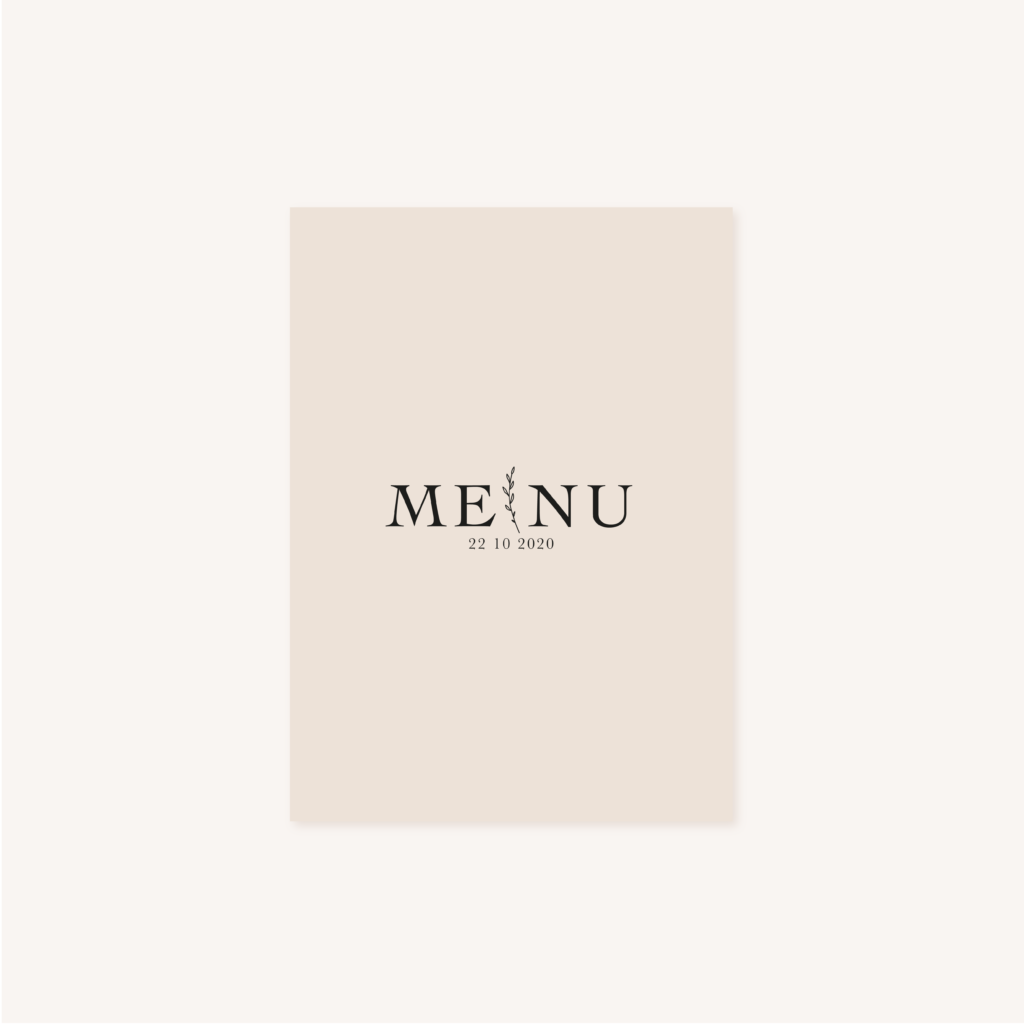 Menu mariage nude rose gris beige élégant sobre