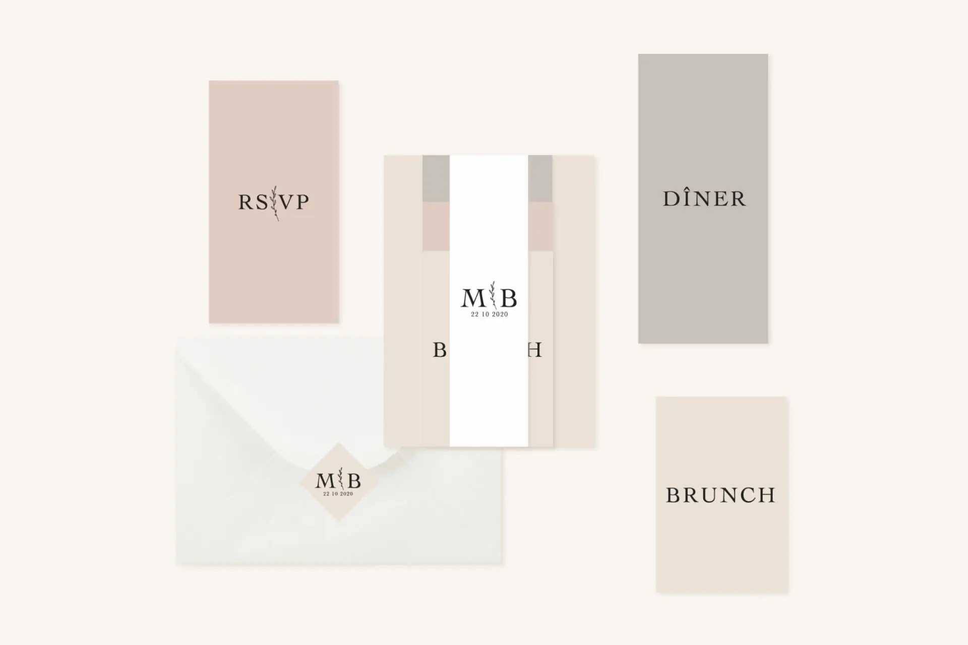 Papeterie mariage nude rose gris beige élégant sobre