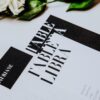 Plan de table black and white noir et blanc moderne lettering innovant graphique