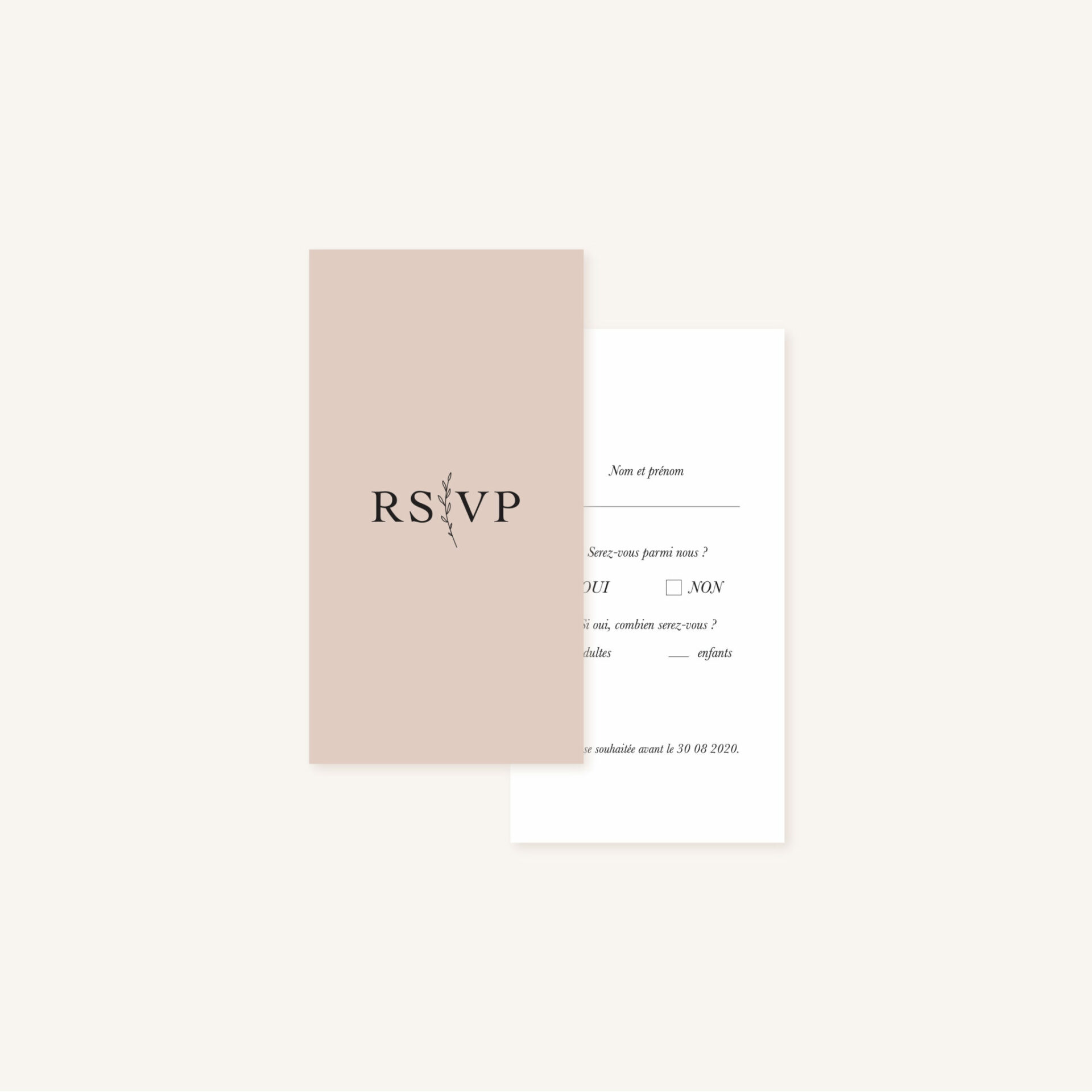 RSVP mariage nude rose gris beige élégant sobre