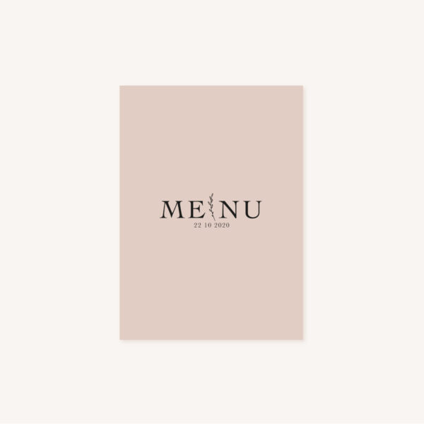 Menu mariage nude rose gris beige élégant sobre