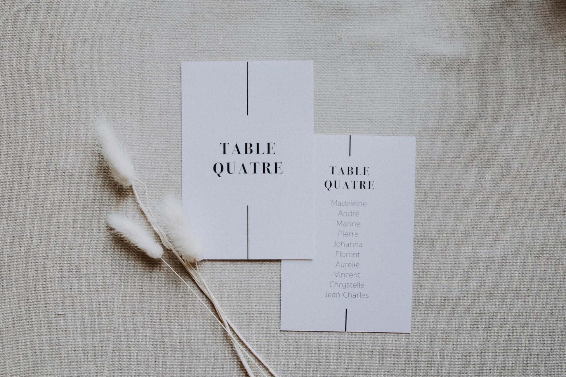 Faire-part mariage épuré blanc noir ligne graphique