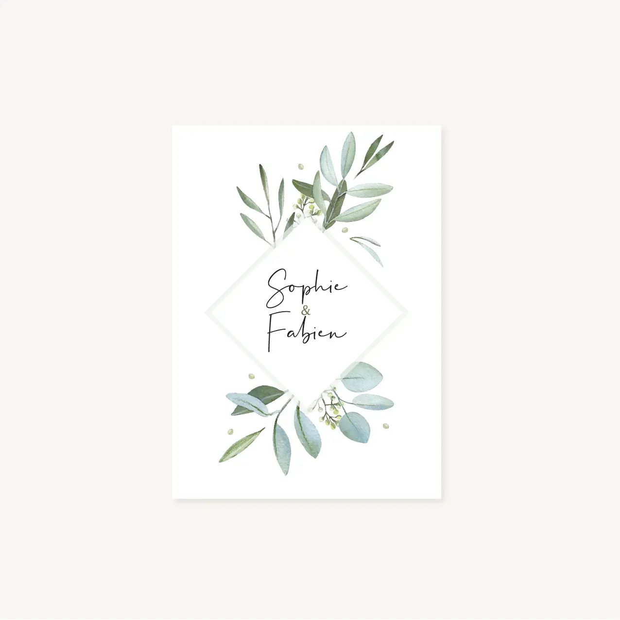 Faire-part mariage olivier nature blanc vert kraft