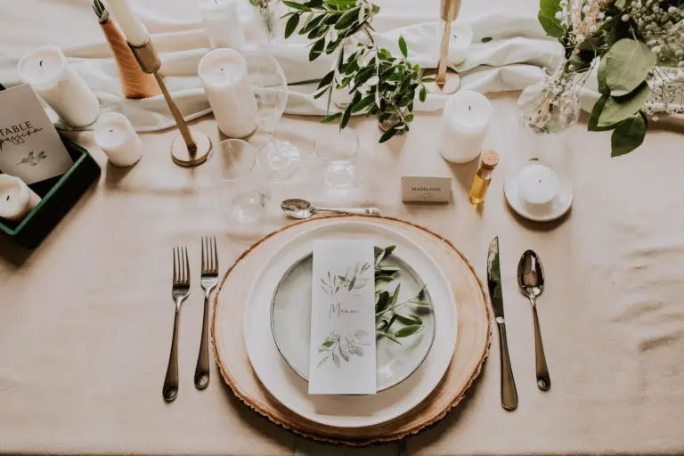 Menu individuel mariage olivier nature blanc vert kraft champêtre