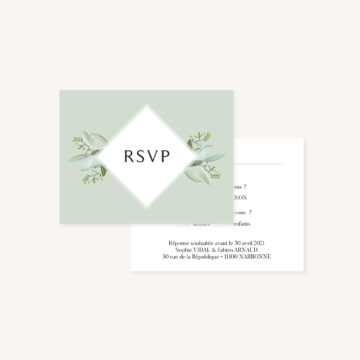 RSVP mariage olivier nature blanc vert kraft