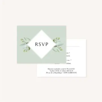 RSVP mariage olivier nature blanc vert kraft