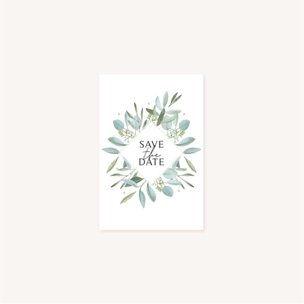 Save the date mariage olivier nature blanc vert kraft
