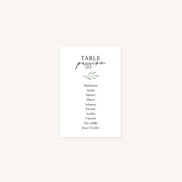 Plan de table mariage olivier nature blanc vert