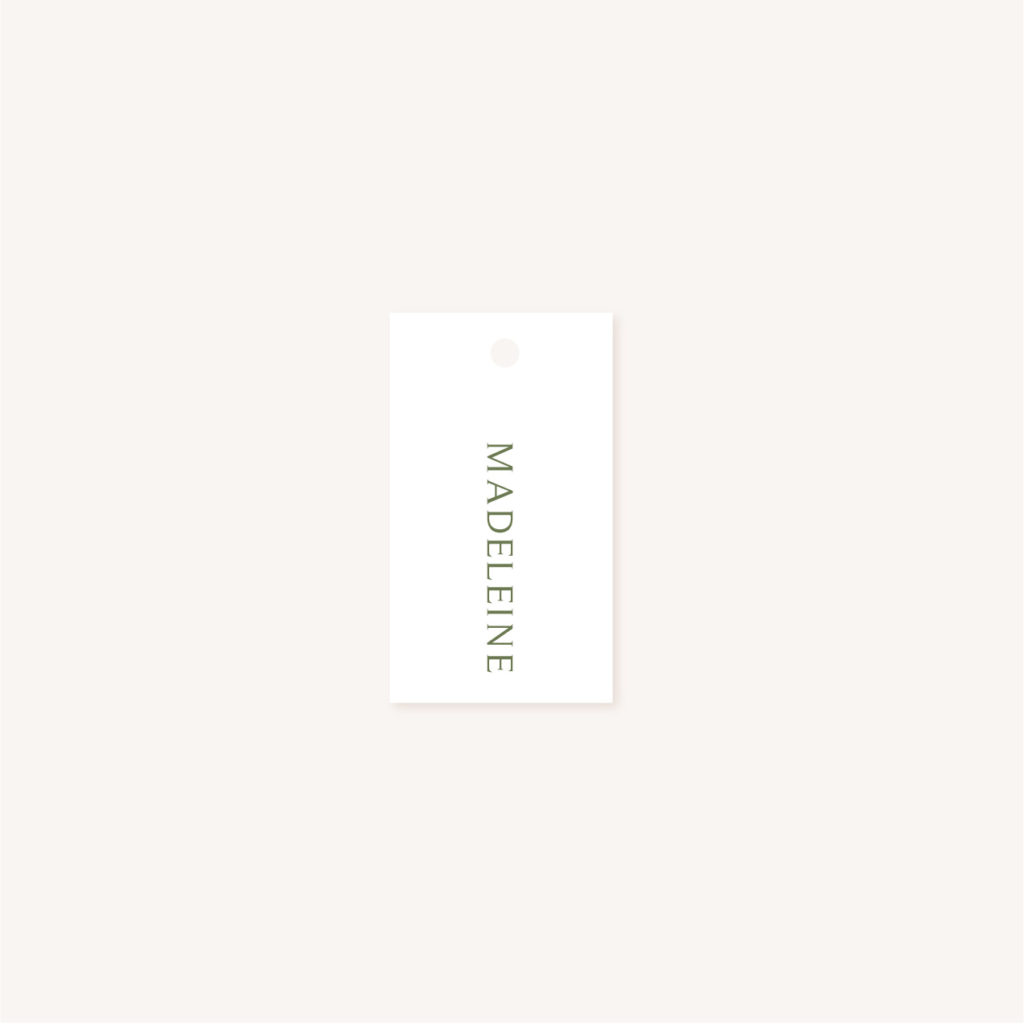 Étiquette nom mariage olivier nature blanc vert