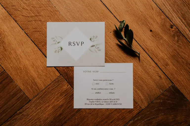 RSVP mariage olivier nature blanc vert kraft champêtre