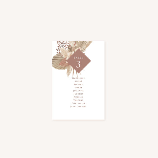 Plan de table mariage Pampa - Le Comptoir du Bonheur