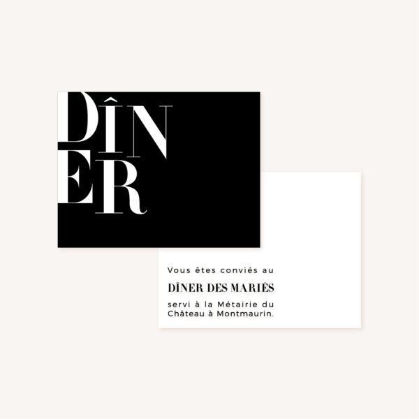 Dîner black and white noir et blanc moderne lettering innovant graphique