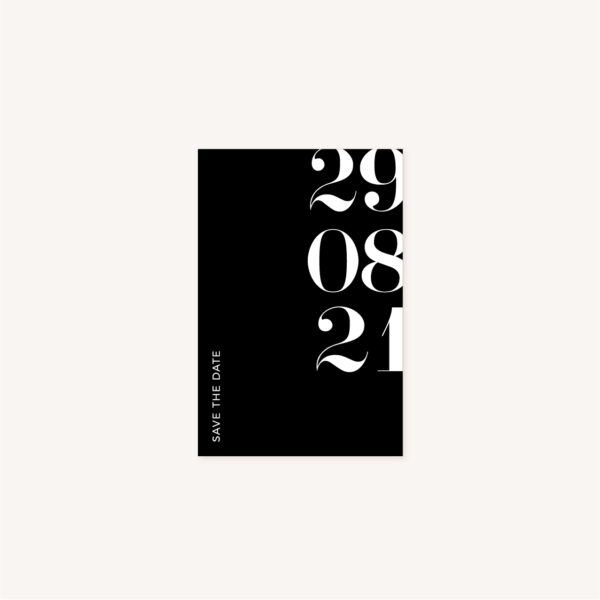 Save the date black and white noir et blanc moderne lettering innovant graphique