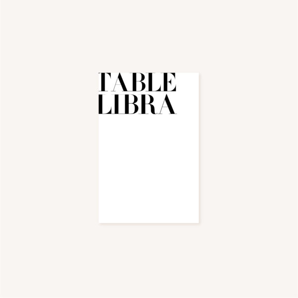 Nom de table black and white noir et blanc moderne lettering innovant graphique