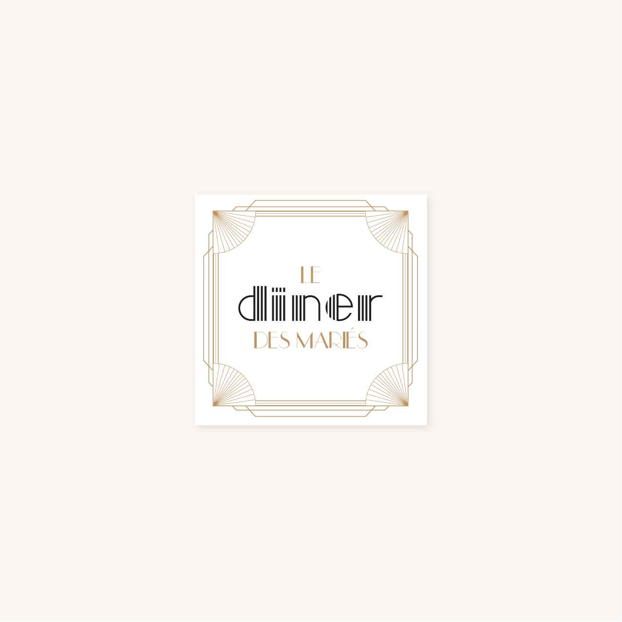 Dîner faire-part mariage or blanc noir gatsby art déco