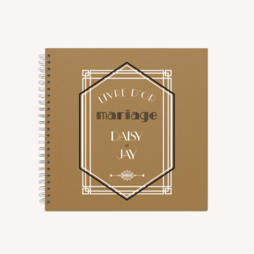 Livre d'or kraft faire-part mariage or blanc noir gatsby art déco