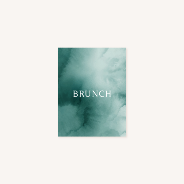 Carton brunch mariage tropique feuillage vert et blanc