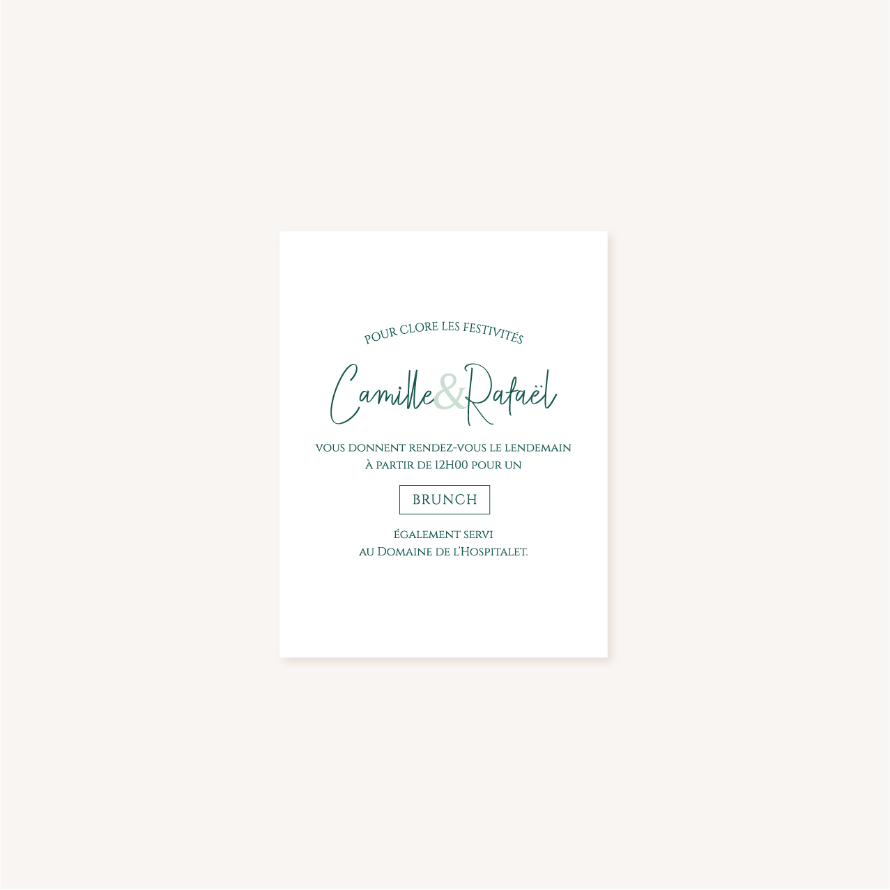Carton brunch mariage tropique feuillage vert et blanc à l'aquarelle