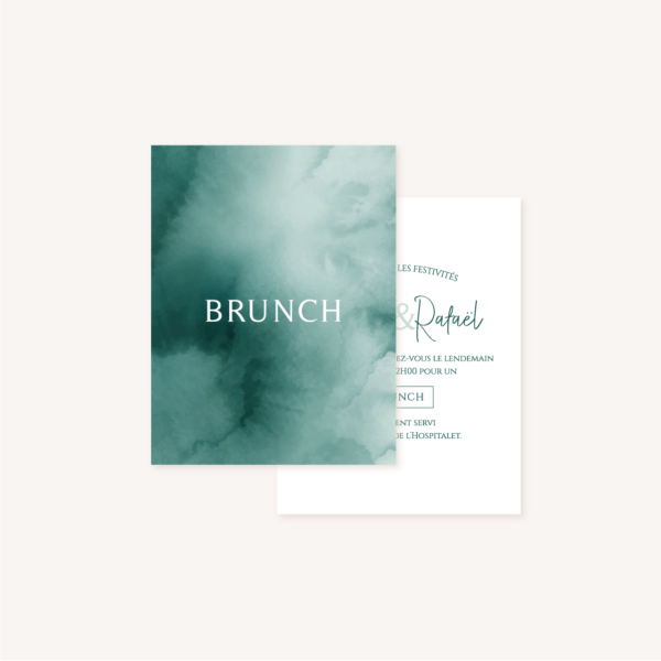 Carton brunch mariage tropique feuillage vert et blanc à l'aquarelle