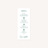 Menu individuel mariage tropique feuillage vert et blanc à l'aquarelle