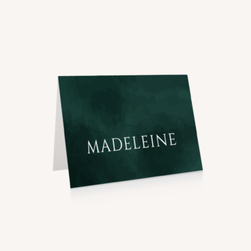 Marque place mariage tropique feuillage vert et blanc à l'aquarelle