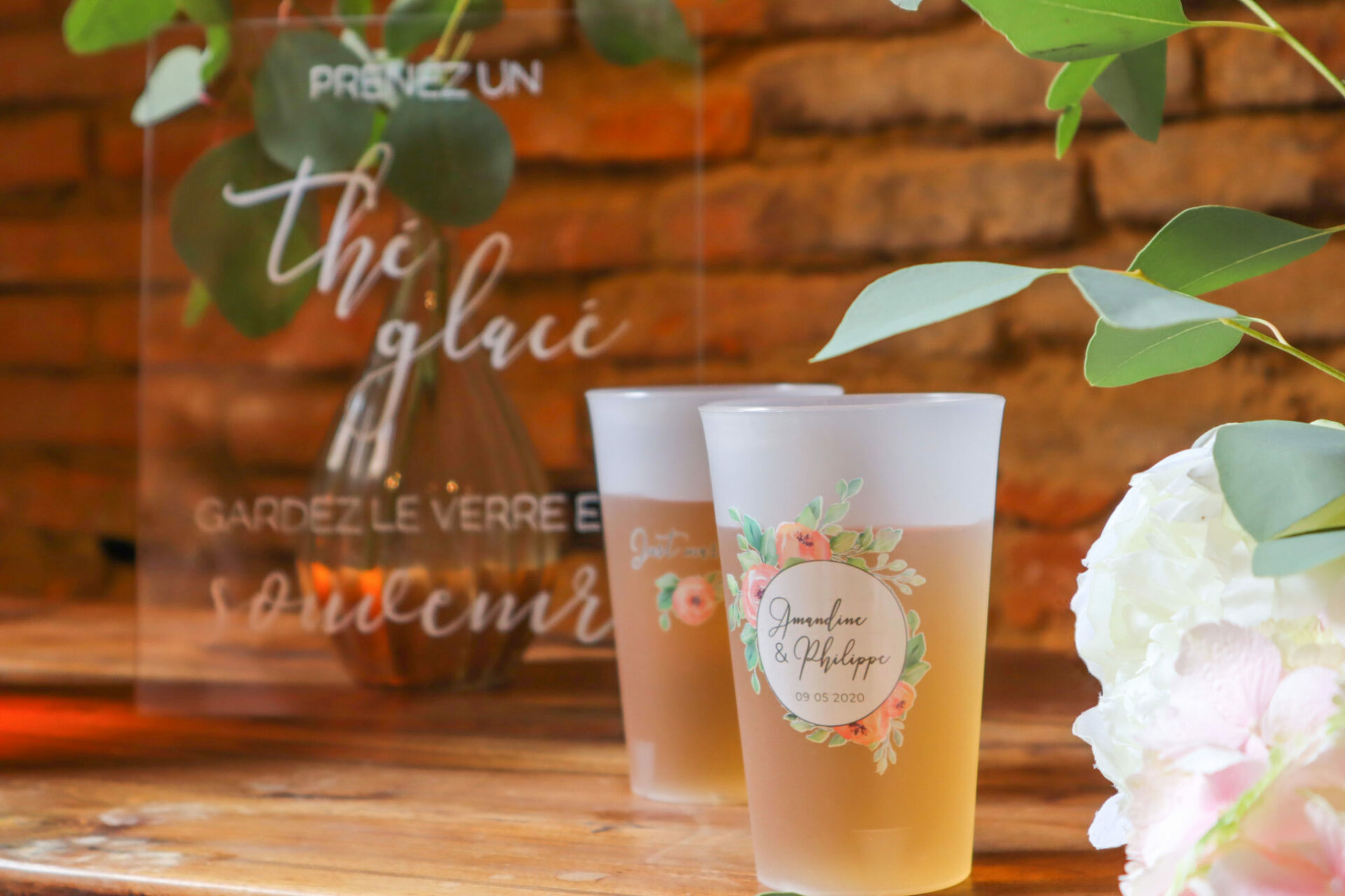 Écocup mariage fleurs floral gobelet réutilisable