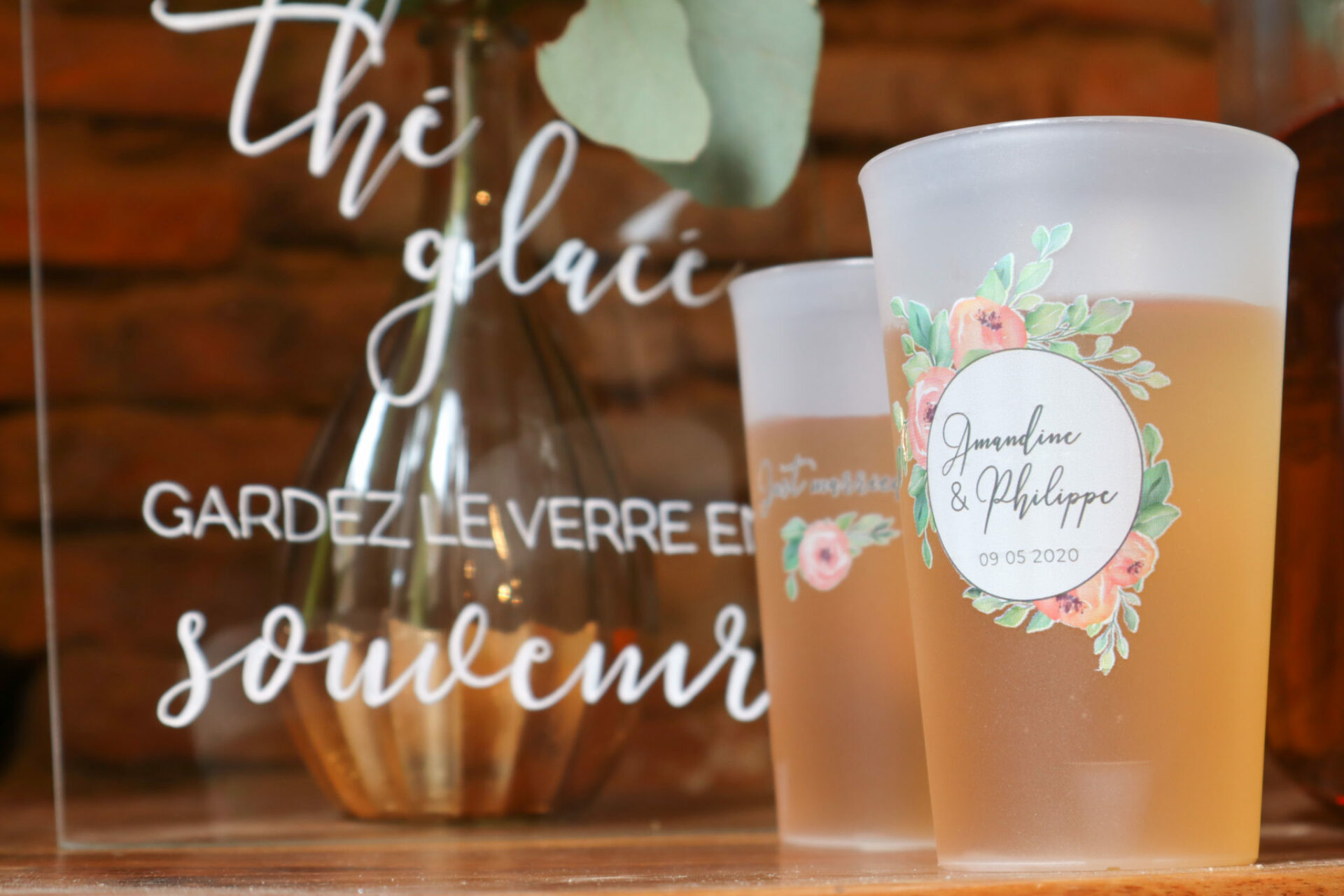 Écocup mariage fleurs floral gobelet réutilisable