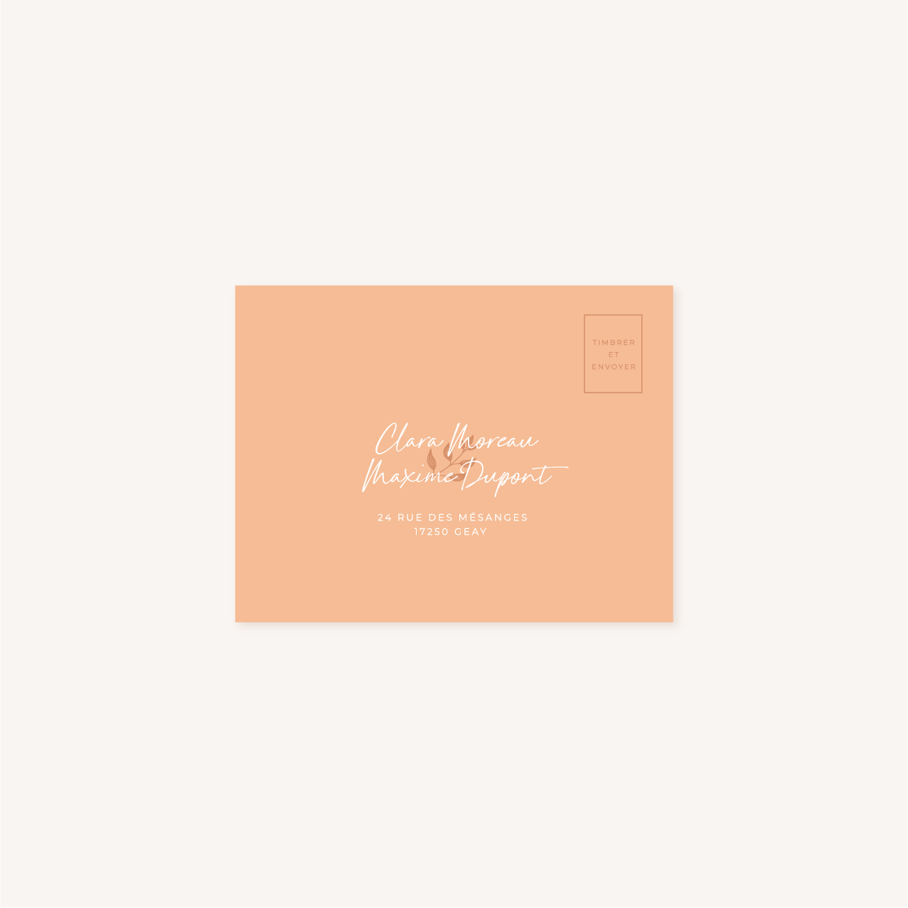 RSVP faire-part mariage terre de sienne terracotta marron nature boheme beige or