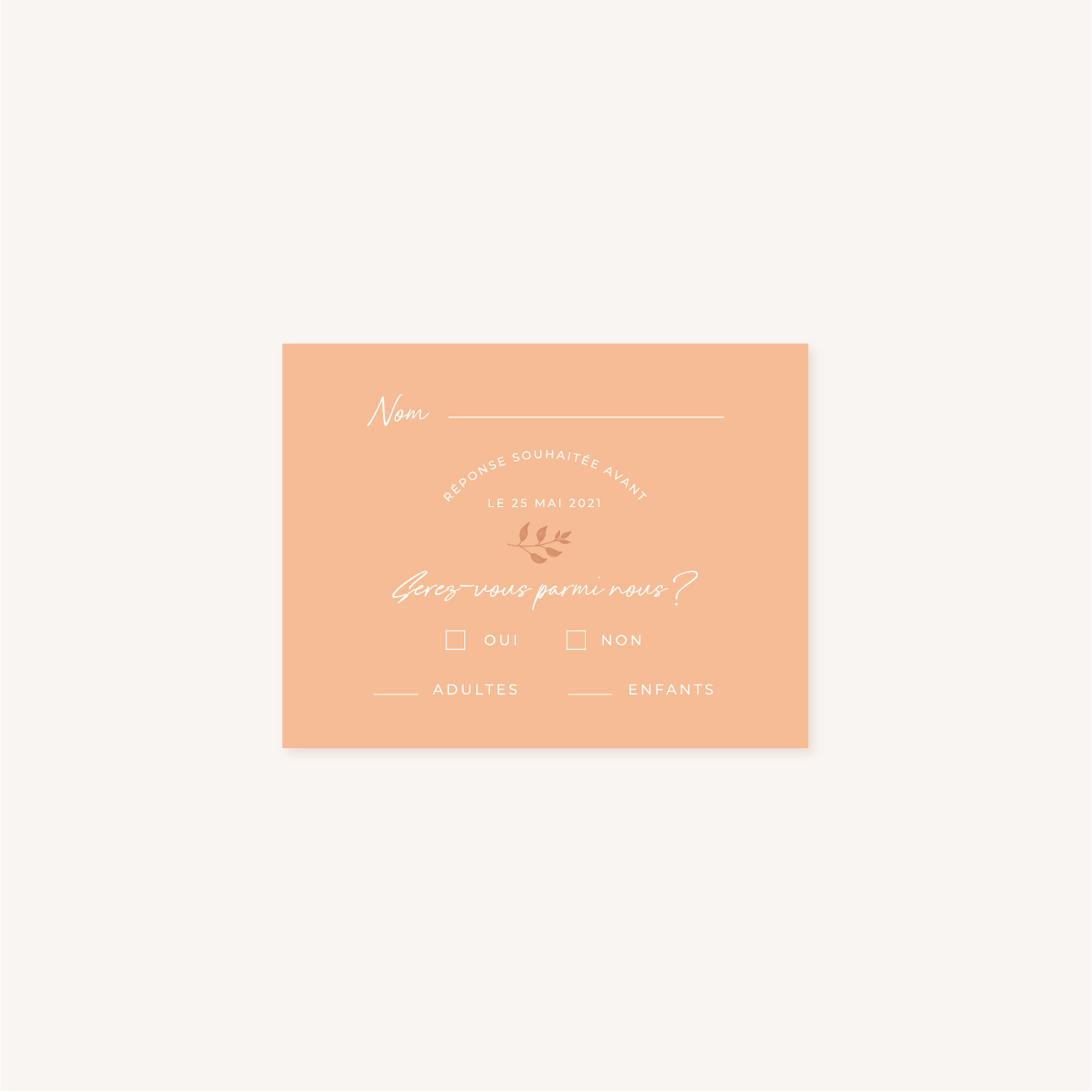 RSVP faire-part mariage terre de sienne terracotta marron nature boheme beige or