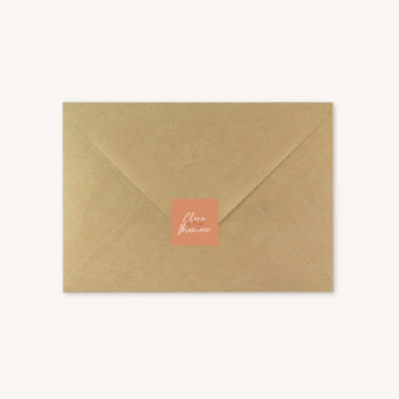 Etiquette adhesive faire-part mariage terre de sienne terracotta marron nature boheme beige or