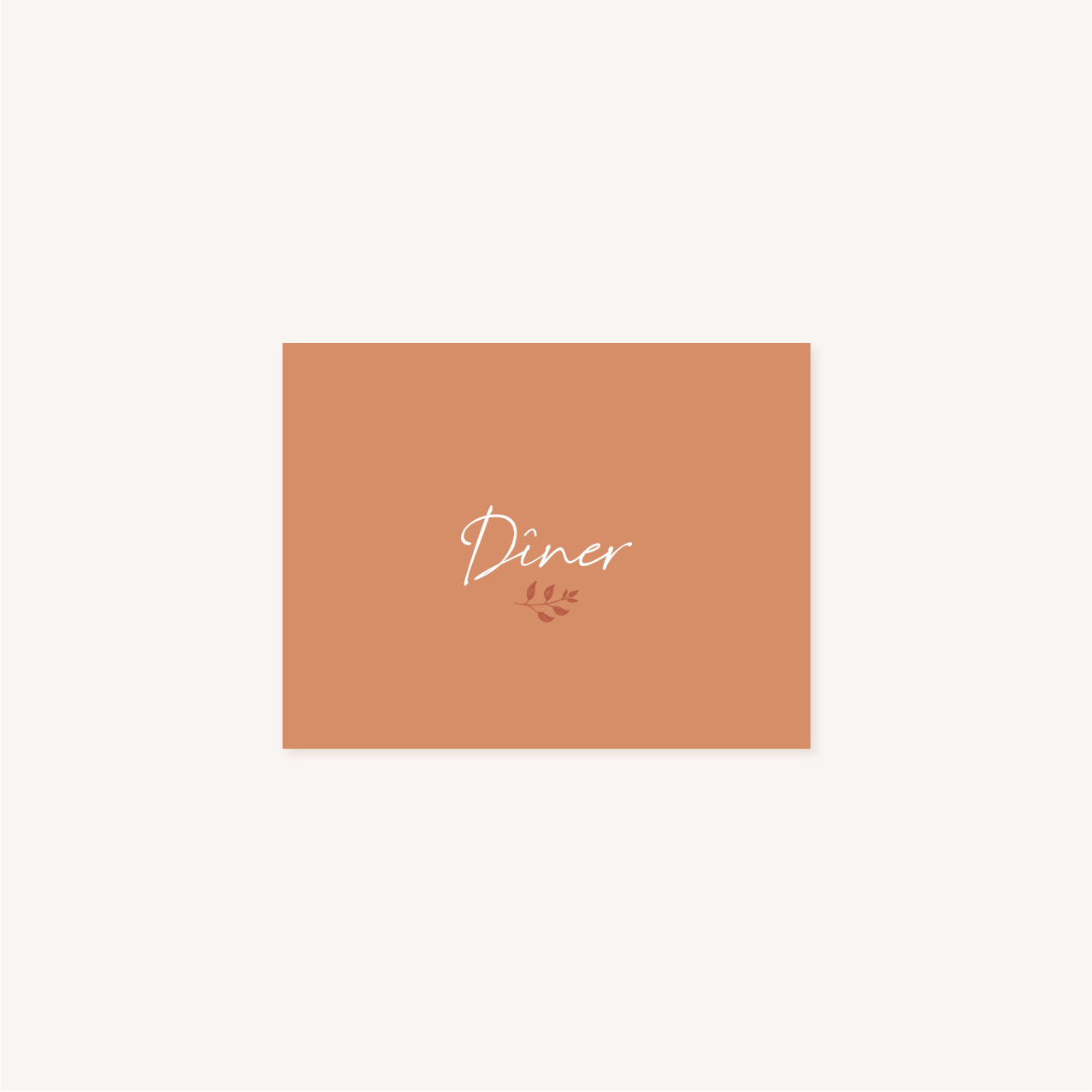Diner faire-part mariage terre de sienne terracotta marron nature boheme beige or
