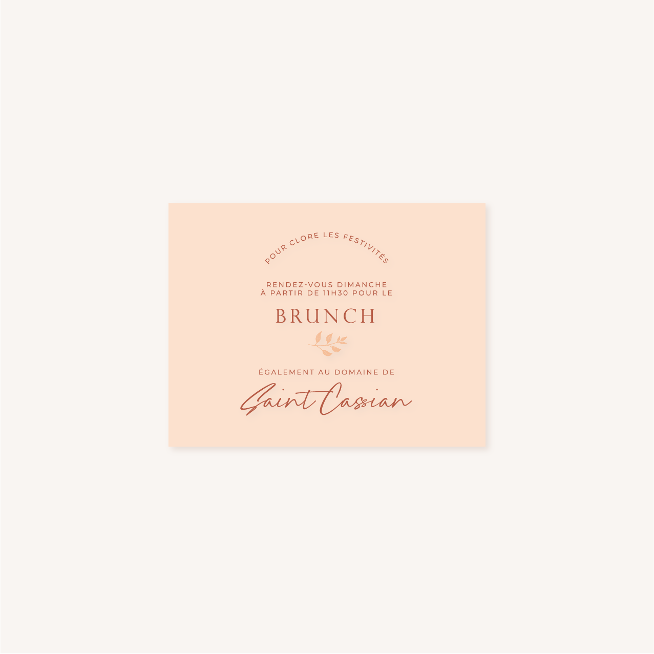 Brunch faire-part mariage terre de sienne terracotta marron nature boheme beige or