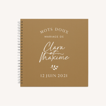 Livre d'or mariage terre de sienne terracotta marron nature boheme beige or