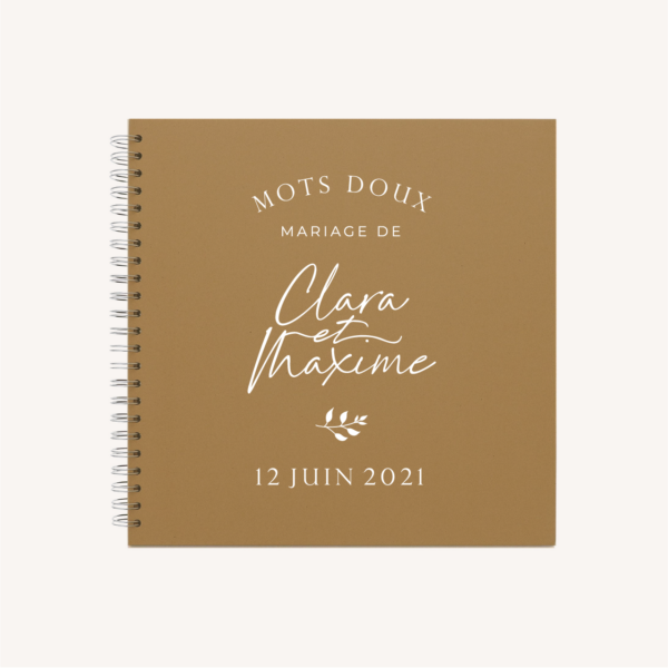 Livre d'or mariage terre de sienne terracotta marron nature boheme beige or