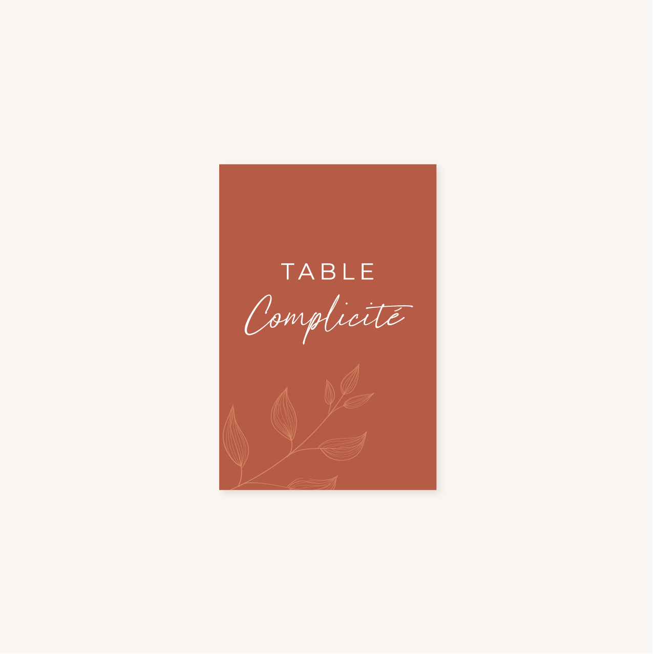 Nom de table mariage terre de sienne terracotta marron nature boheme beige or